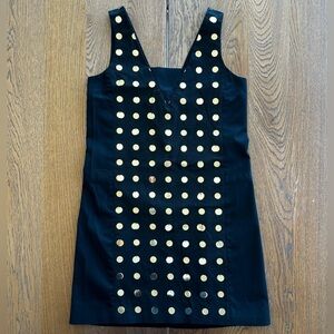 Kate Spade Saturday Black Mini Dress Gold Sequin Detail Party Cocktail Fun Glam